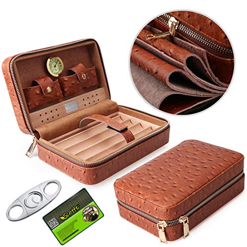 Handmade Authentic Hunter Oil Pull Up Leather Cigar Humidor Travel Cas